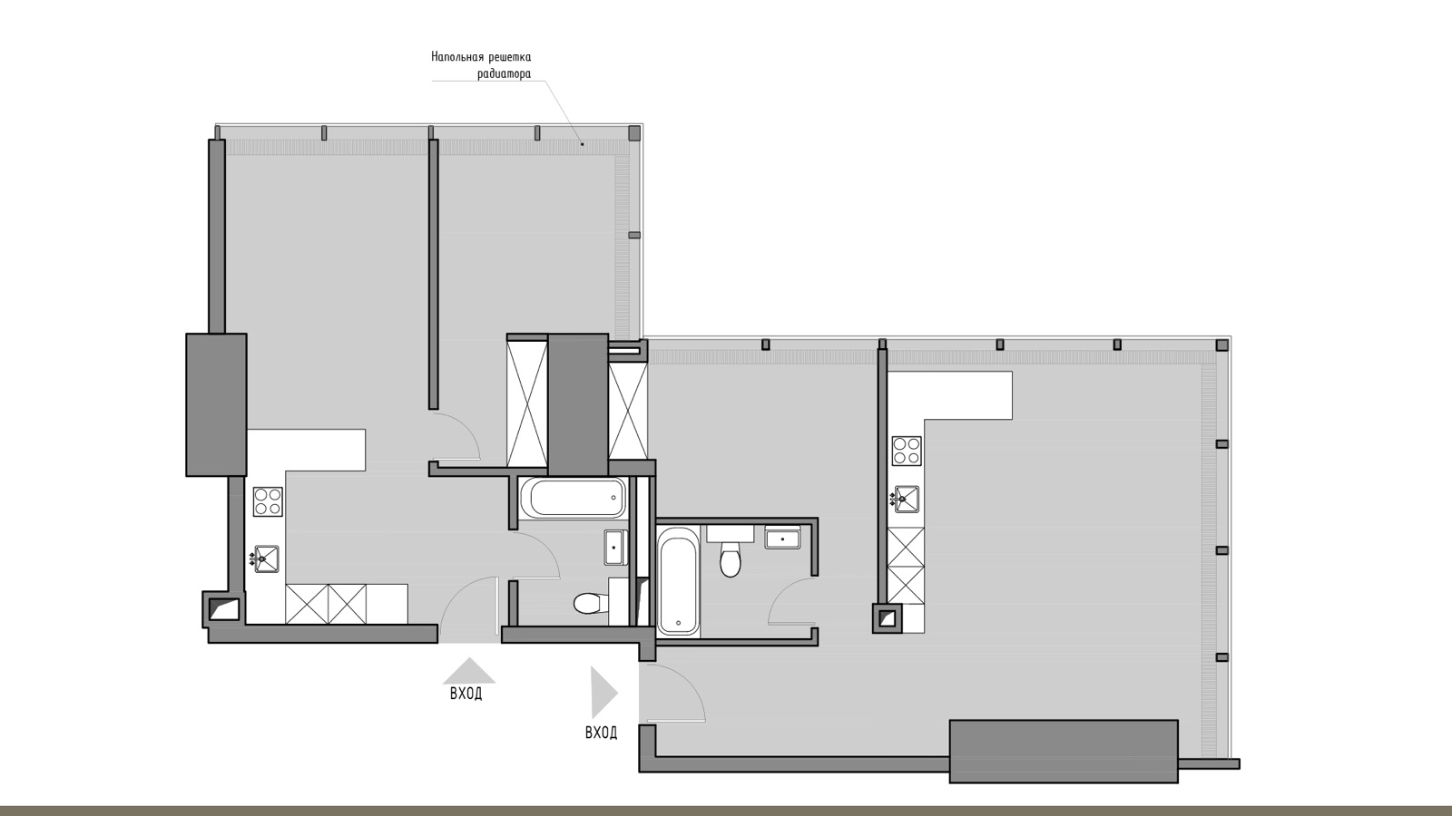 Исходная планировка, квартира 112 м² в башне Neva Towers, чертёж